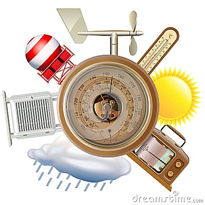 Vector Meteorological EquipmentÂ Concept with Barometer Vector Illustration